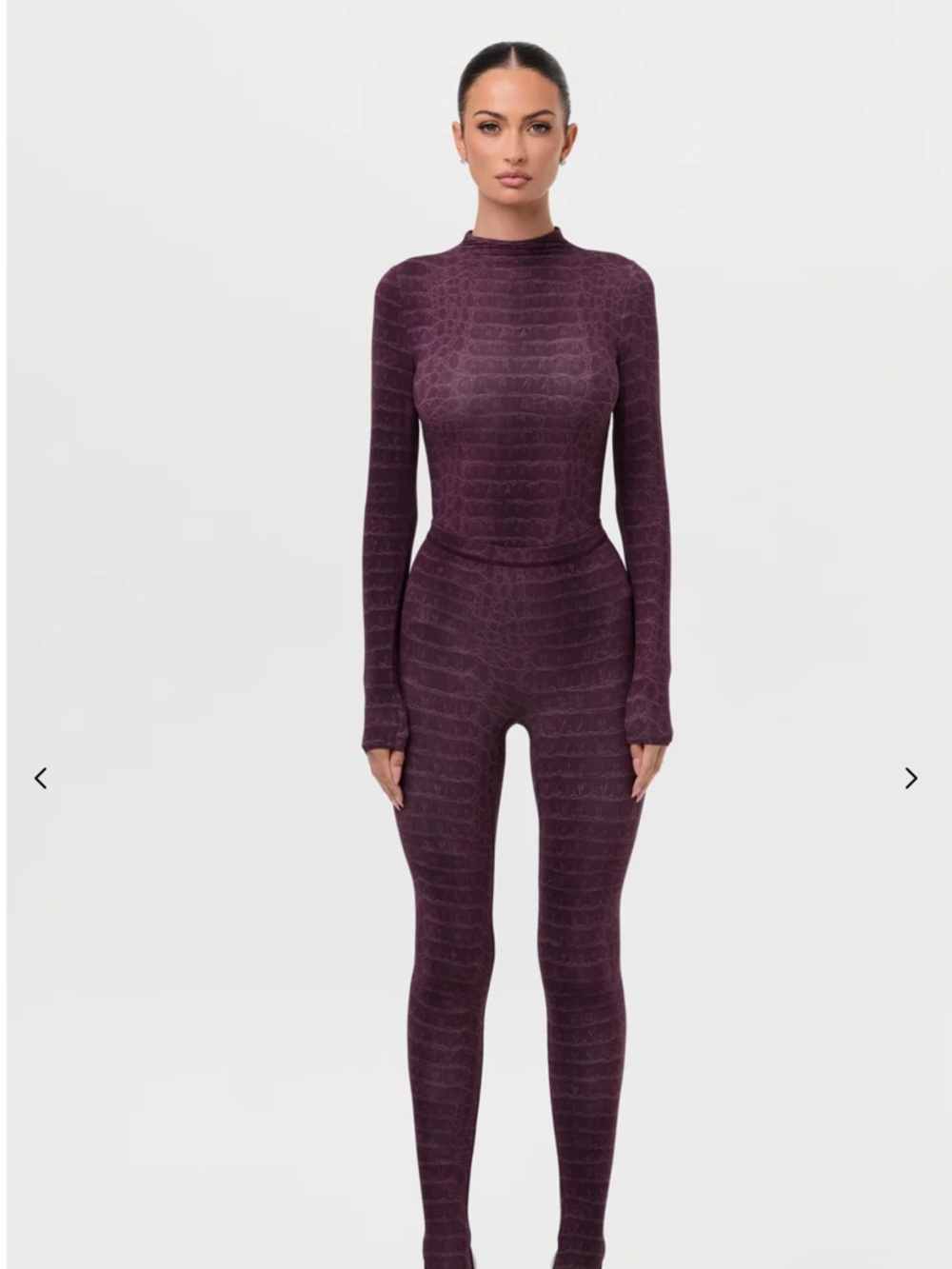 naked wardrobe Plum Textured Long-Sleeve Top and Footed Leggings